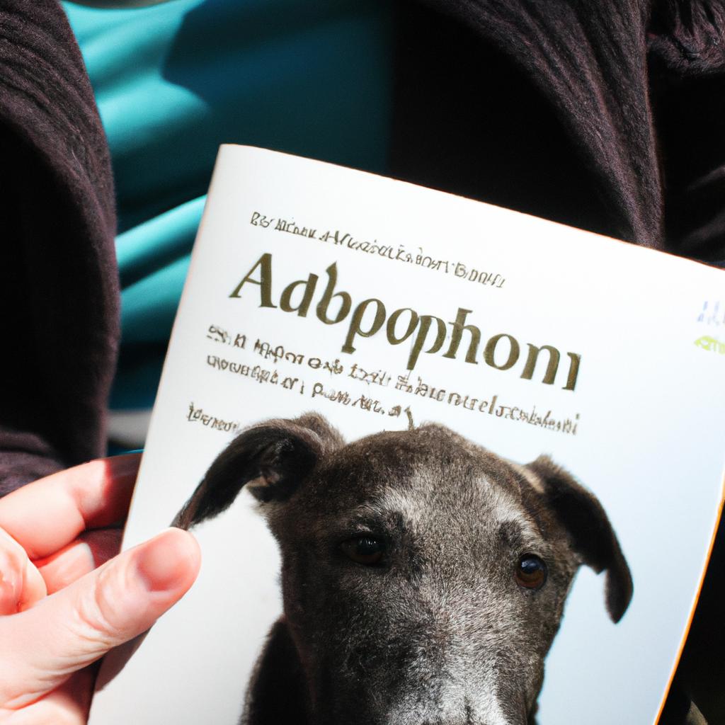 Person holding greyhound adoption brochure
